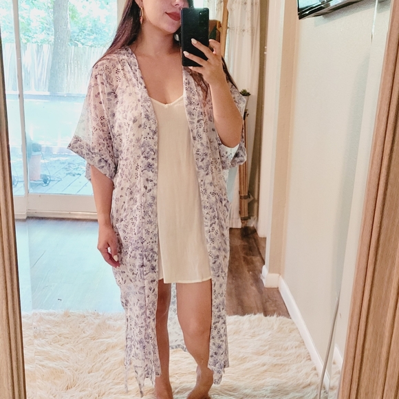 Rachel Zoe Accessories - RACHEL ZOE Sheer Blue Floral Duster Kimono